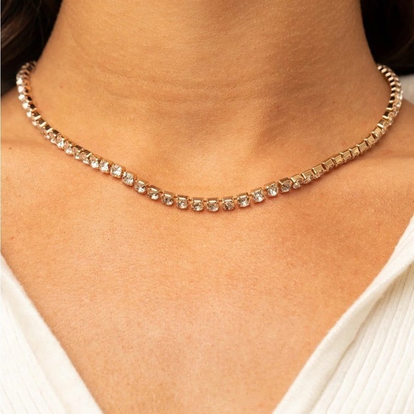 paparazzi Jewelry - Elegant Gold Rhinestone Choker